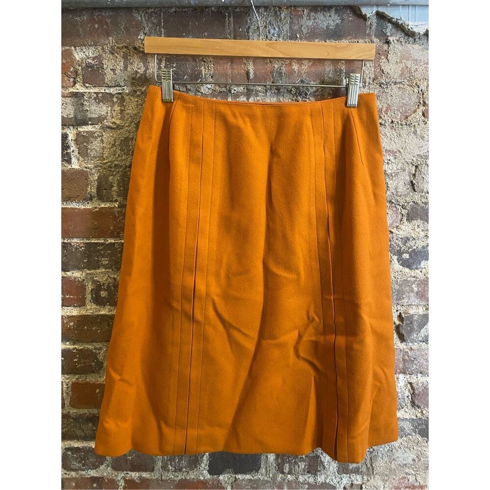SEARS VINTAGE • Orange Wool Straight Knee-Length Skirt • Ladies Size 6